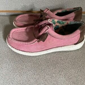 Justin Style JL163 Pink Canvas Casual‎ Loafers Womens Size 7M